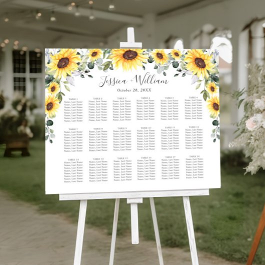 Poster Sunflowers Eucalyptus 18 Tables CADRE