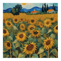 sunflowers field Póster
