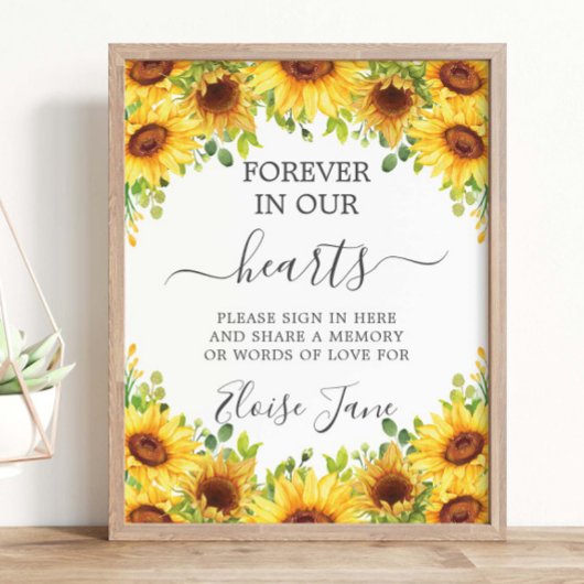 Poster Sunflowers Floral Memorial Funeral Memory Table