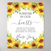 Poster Sunflowers Floral Memorial Funeral Memory Table (Devant)