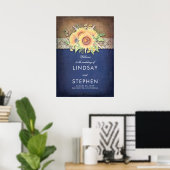 Poster Sunflowers Marine Rustic Mariage Bienvenue (Bureau à domicile)