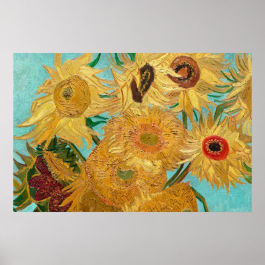 Poster Sunflowers par Vincent van Gogh (Devant)