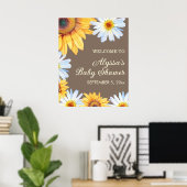Poster Sunflowers White Daisies Baby shower Bienvenue (Bureau à domicile)
