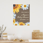 Poster Sunflowers White Daisies Baby shower Bienvenue (Cuisine)