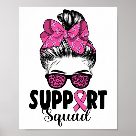 Poster Sungles Messy Bun Support Squad Cancer du sein (Devant)