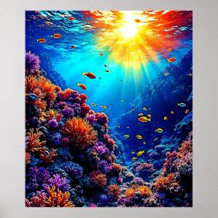 Poster Sunlit Coral Reef Wonderland