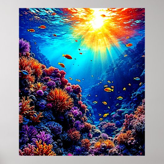 Poster Sunlit Coral Reef Wonderland (Devant)