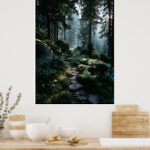 Poster Sunlit Forest Path Through Ancient Pines (Cuisine)