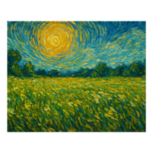Poster Sunlit Meadow dans le rêve de Van Gogh