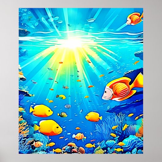 Poster Sunlit Reef Life Art (Devant)
