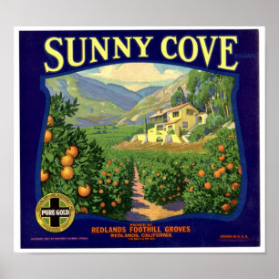 Poster Sunny Cove Marque Redland Foothill Groves Étiquett