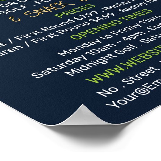 Poster Sunny Golf Course, Mini Golf Course Publicité (Coin)