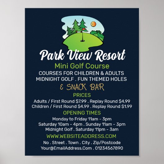 Poster Sunny Golf Course, Mini Golf Course Publicité (Devant)