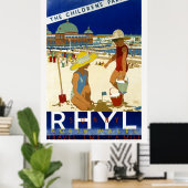 Poster Sunny Rhyl North Wales 1935 Vintage (Bureau à domicile)