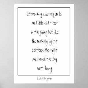 Poster Sunny Smile Poème Inspirationnel F. Scott Fitzgera