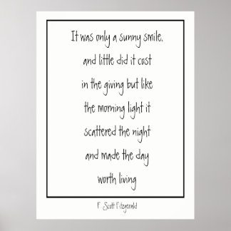 Poster Sunny Smile Poème Inspirationnel F. Scott Fitzgera