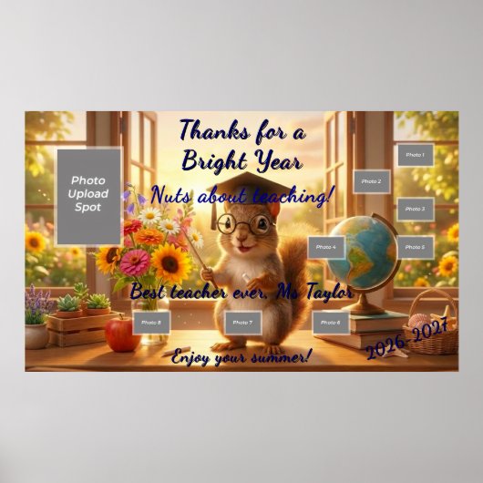 Poster Sunny Squirrel End of Year Teacher Appreciation (Devant)