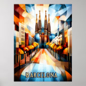 Poster Sunrise Cubiste de Barcelone - Art Cityscape Géomé (Devant)
