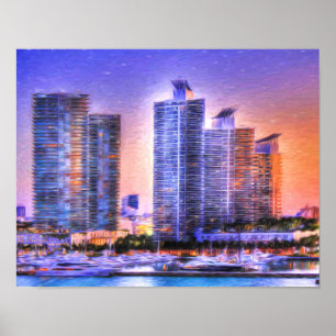 Poster Sunrise de Miami Skyline