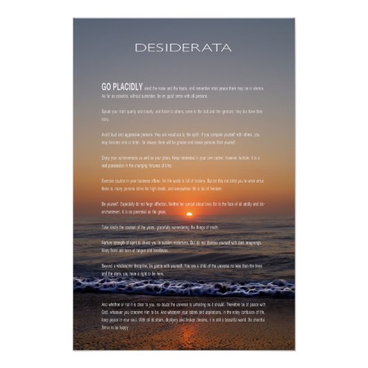 Poster Sunrise D'Or De La Plage DESIDERATA (Devant)