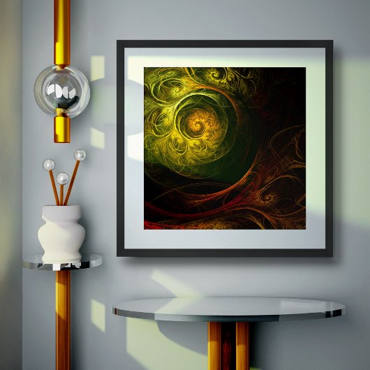 Poster Sunrise Floral Red Abstrait Art