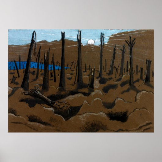 Poster Sunrise, Inverness Copse par Paul Nash (1918) (Devant)