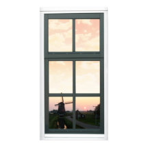Sunrise Landcape Windmill Faux Window Voir l'affic