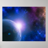 Poster Sunrise Over Planet Earth Outer Space Artwork | (Devant)