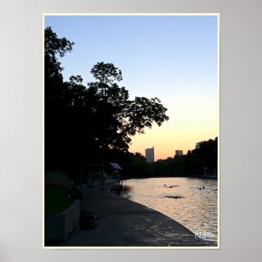 Poster "Sunrise Over Water" Barton Springs Austin (Devant)
