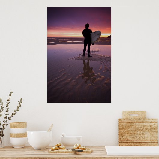 Poster Sunrise surfer (Cuisine)