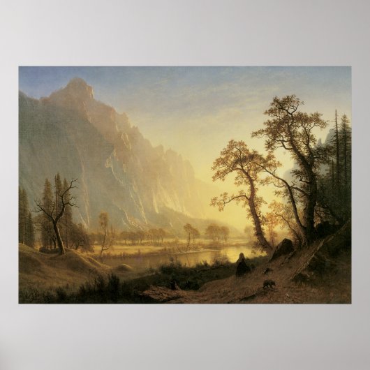 Poster Sunrise, Vallée de Yosemite par Albert Bierstadt (Devant)