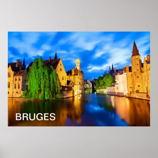 Poster Sunset à Bruges. Belgique (Devant)