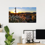 Poster Sunset Arizona Sonoran Désert avec cactus saguaro (Bureau à domicile)