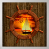 Poster Sunset bateau (Devant)