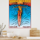 POSTER SUNSET BEACH HAWAII SURFBREAK SURF SURF (Cuisine)