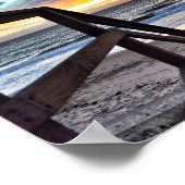 Poster Sunset Beach Vue de Rustic Wood Deck (Coin)
