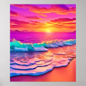 Poster Sunset Beach Waves Design (Devant)