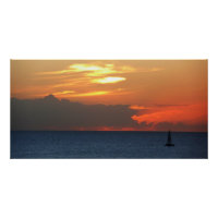 Sunset Clouds and Sailboat Seascape