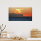 Poster Sunset Clouds and Sailboat Seascape (Cuisine)