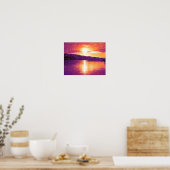 Poster Sunset Coastal Beach Orange Purple Art (Cuisine)