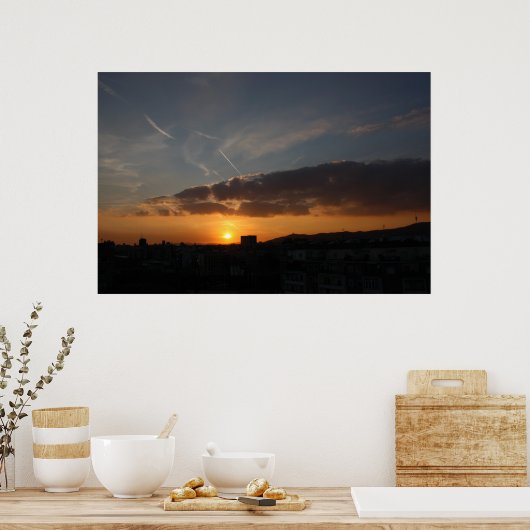 Poster Sunset de Barcelone (Cuisine)