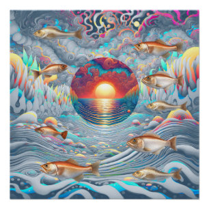 Poster Sunset de poisson