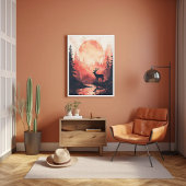 Poster Sunset Deer Silhouette esthétique Design