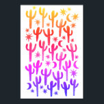 Poster Sunset Desert Fun Cactus Pink Pattern Watercolor<br><div class="desc">Check out this cactus and moons pattern in gold pink and purple on this cute poster. Customize with a name or text. Hand painted by me for you! And be sure to check my shop for more products and designs! And of course get in touch if you'd like something custom....</div>