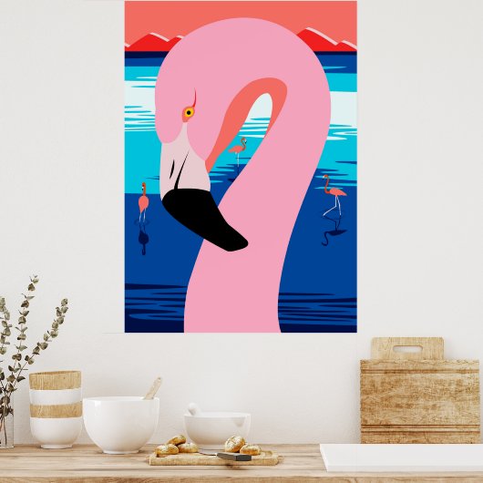 Poster Sunset Flamingos (Cuisine)