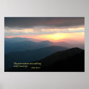 Poster Sunset in the Smokies: Mtns are calling / Muir