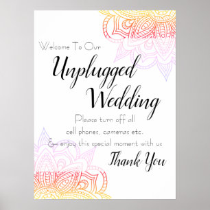 Poster Sunset Mandala Unplugged Wedding Sign
