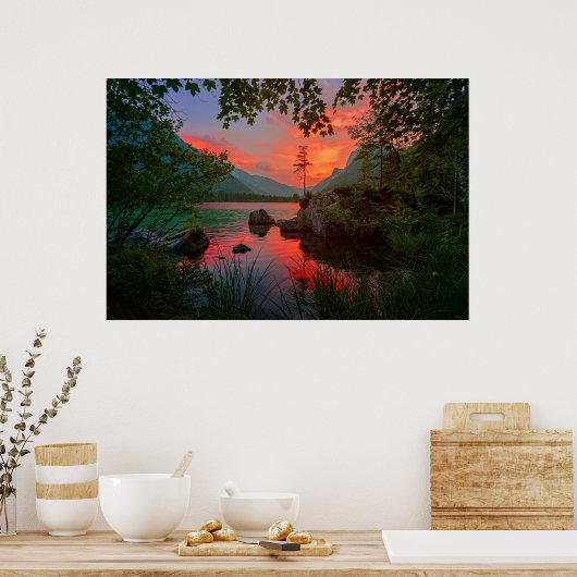 Poster Sunset Mountain Lake (Cuisine)