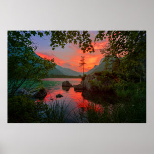 Poster Sunset Mountain Lake
