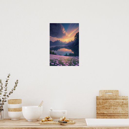 Poster Sunset Mountain Lake (Cuisine)